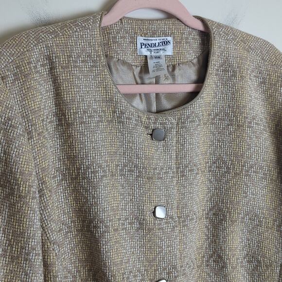Vintage Virgin Wool Pendleton Dutton Down Jacket Geometric Lined Women's 20W - Picture 3 of 13